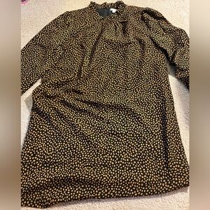 Dot Print Dress with Sleeves